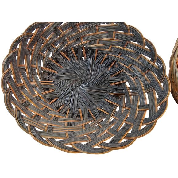 Lot of 2 vintage wicker baskets organization storage modern oval small / medium# - Picture 4 of 7